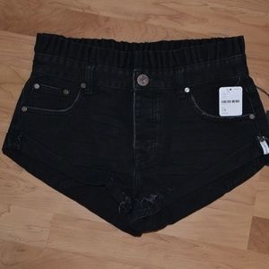 Free People Black Ruffle Shorts, 28